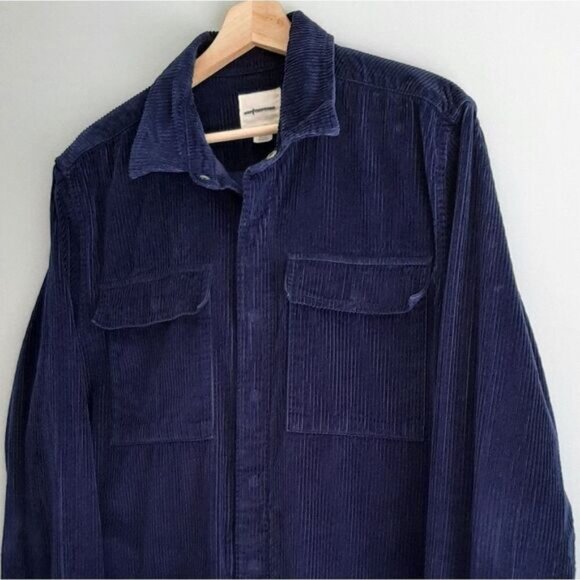 AE AMERICAN EAGLE Rib Corduroy Snap Button Shirt Jacket Blue Men's Sz M - Picture 5 of 11